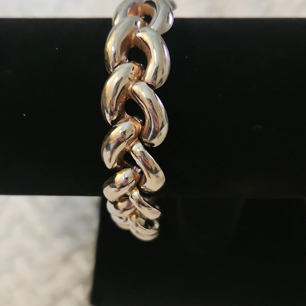 Vintage Classic 90s Gold & Silver Tone Puffy Chain Bracelet - Women